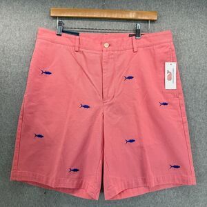 NWT Vineyard Vines Size 34 x 9 Embroidered Tuna Club Shorts Strawberry Pink Mens